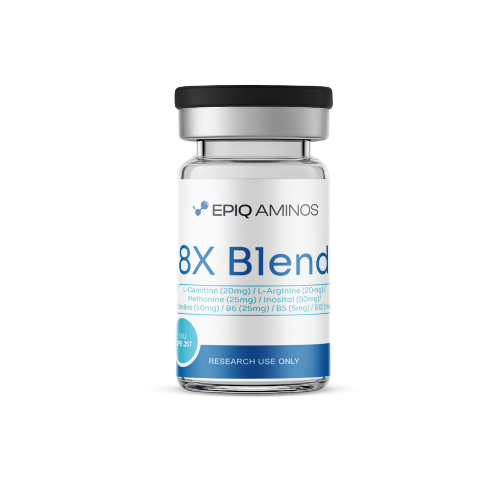 8X Blend L-Carnitine (20mg) / L-Arginine (20mg) / Methonine (25mg) / Inositol (50mg) / Choline (50mg) / B6 (25mg) / B5 (5mg) / B12 (1mg)