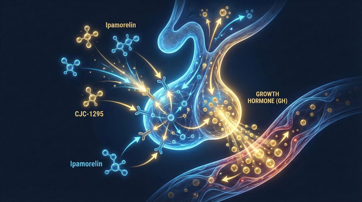 Pituitary gland releasing growth hormone triggered by secretagogue peptides